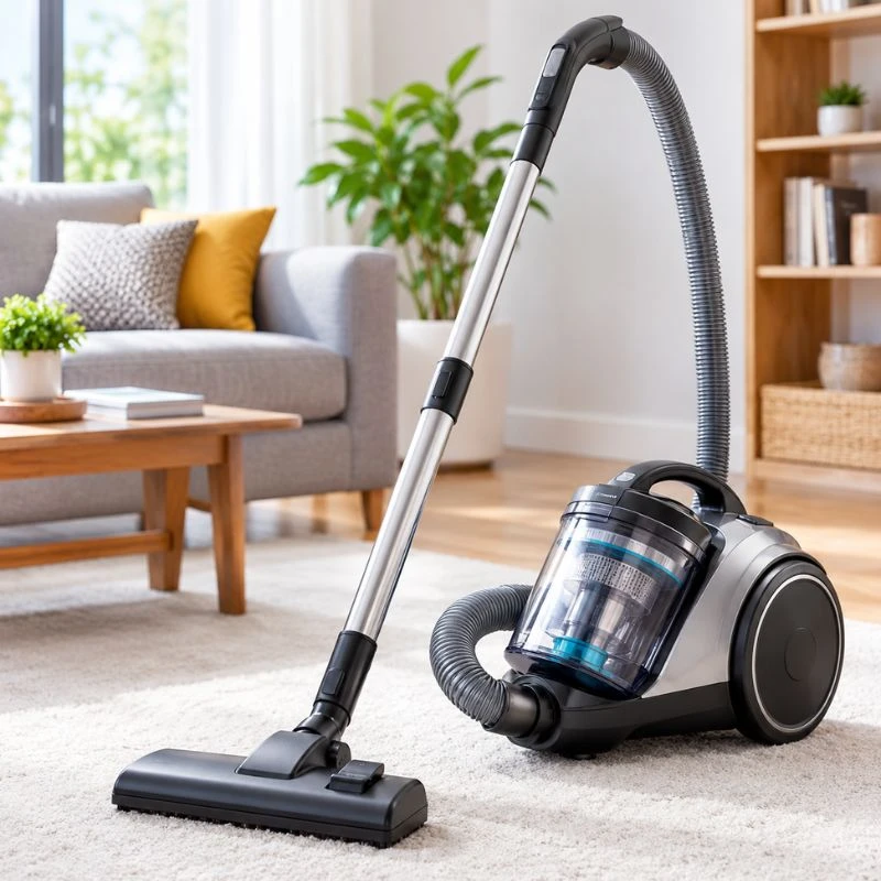 Vacuum cleaner on a living room carpet